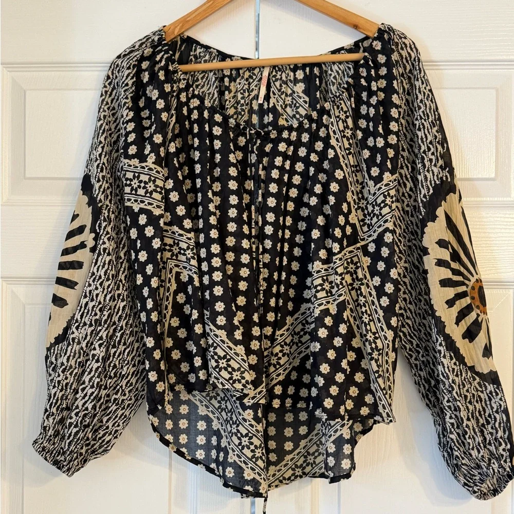 Free People Elena Printed Top XSmall - Picture 2 of 7